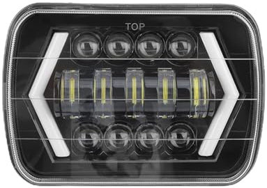 Faro anteriore, Akozon Faro anteriore in alluminio Shell Quadrato Lampada frontale 300W 7in LED