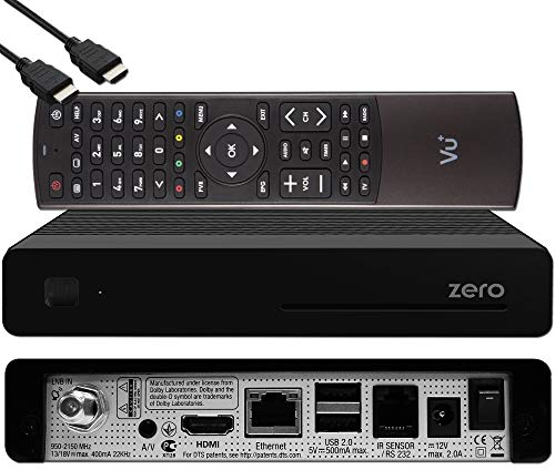 VU+ Zero HW Version 2 – 1x DVB-S2 Full HD Tuner E2 Linux récepteur, Youtube, récepteur Satellite avec Fonction d'enregistrement, Lecteur de Cartes, Lecteur multimédia, USB, câble HDMI EasyMouse, Noir