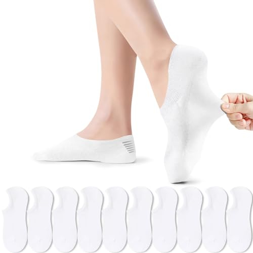 PAUNEW Sneaker Socken Damen Füßlinge 10 Paar Sportsocken für Damen Footies Unsichtbare No Show Socken Damen 35-38 Weiß