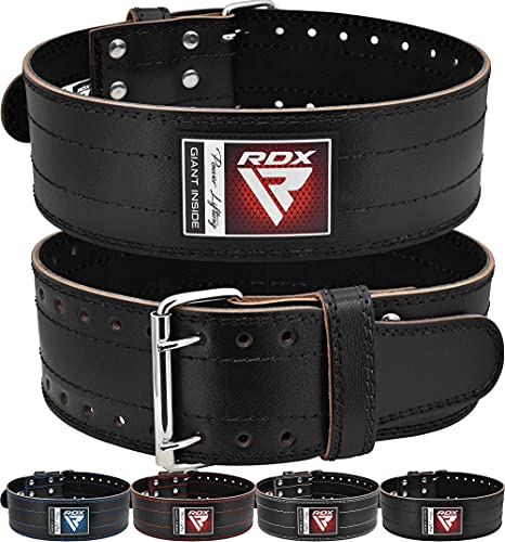 RDX 4” Gewichthebergürtel Leder, IPL USPA Genehmigt, 12 Verstellbar Löcher 6mm Trainingsgürtel Schnalle, Powerlifting Fitness Krafttraining Gürtel Bodybuilding, Gewichtheben Gepolstert, Männer Damen