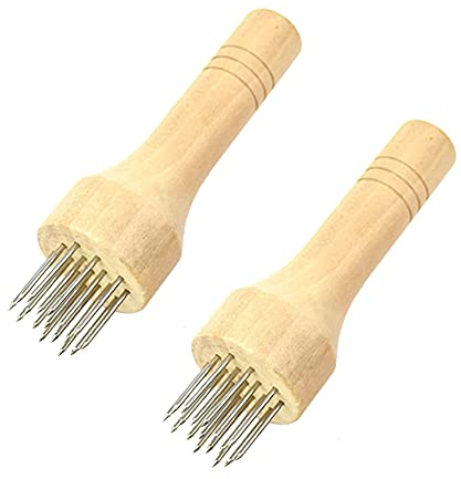 KREDHONG 2 Pcs Stainless Steel Meat Tenderizer Mallet Wood Handle Meat Blades Needle Manual Steak Hammer for Beef, Steak, Chicken and Pork