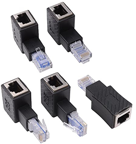 euroharry 5 Stück 90 Grad Ethernet Adapter, RJ45 Stecker auf Buchse,