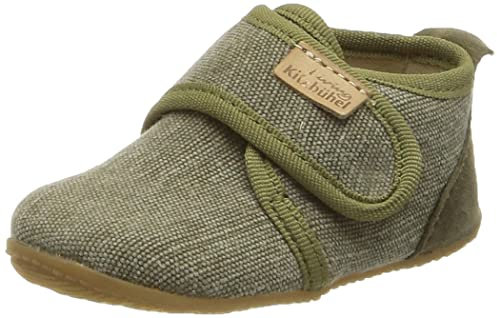 Living Kitzbühel Jungen Unisex Kinder Babyklett. Velourkappe Uni Hausschuh, Khaki, 22 EU