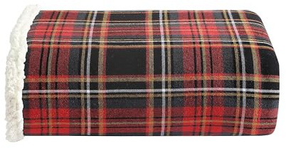 Eddie Bauer - Blanket, Super Soft Reversible Sherpa & Brushed Fleece Bedding, Throw Blankets for Couch, Ideal for Lounging (Mountain Tartan Red)