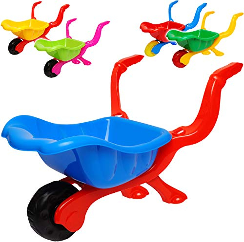 alles-meine.de GmbH kleine Kinder Kunststoff Schubkarre - Farb-Mix - ab 1 Jahr - extrem stabil - mit Plastik Reifen & Kunststoffwanne - Kinderschubkarre - Gartenschubkarre - Sa..