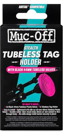 Muc-Off Stealth Tubeless AirTag Holder & Tubeless Valves Kit - Hidden Air Tag Holder for Bike Compatible with Apple AirTag - Anti-Theft Protection AirTag Bike Mount for Tubeless Tyres
