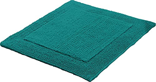 Erwin Müller WC-Vorlage, WC-Matte ohne Ausschnitt Uni Serie Stuttgart Petrol Größe 60x60 cm - extra dick, Wende-Design, 100% Baumwolle