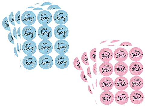 120 pcs Genero Pegatinas，Pegatinas de Baby Shower，para Decoración de Fiestas, Baby Shower, Revelación de Género（fuente negra）.