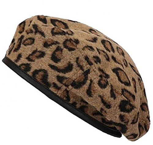 Fopytu Béret pour Femmes Vintage Léopard Imprimé Bonnet Chapeau De Style Français Chapeau De Style Fashion Dames Béret Caps Extérieur Chapeau