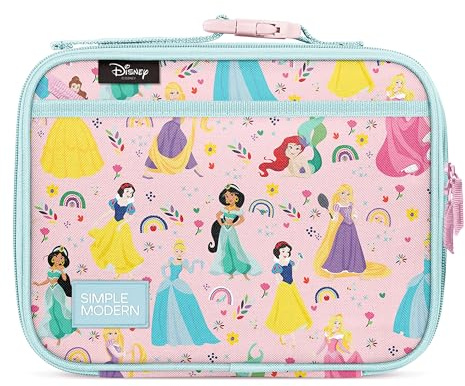 Simple Modern Disney Kids Lunch Box for School | Reusable Insulated Lunch Bag for Toddler, Girl, and Boy | Meal Containers with Exterior & Interior Pockets | Hadley Collection | Princess Rainbows