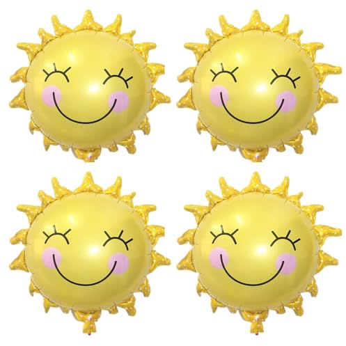 ALEGRE Sol folieballong födelsedag, 4 stycken XXL ballonger födelsedagsdekoration, sol barnfödelsedag dekoration folieballonger, heliumballonger för sol tema fest födelsedagar baby showers, sommarfest