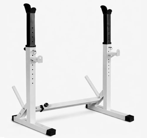 FK Sports Adjustable Squat Rack 250KG Max Load – Heavy Duty Barbell Rack with Built-in Weight Plate Storage, Height Adjustable Bench Press for Strength Training Home Gym