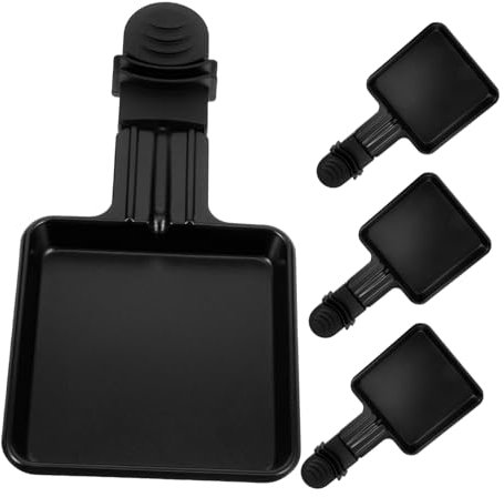 Ciieeo 4pcs Mini Raclette Pan Electric Oven Grill Pan Portable Cheese Baking Tray Handle Cheese Melt Safe Convenient Easy to Clean