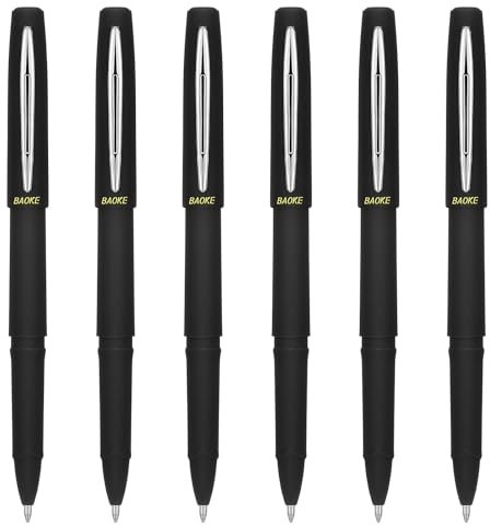 Yuanchu 6 Stück Tintenroller Mit Flüssige Tinte, 1,0 Mm Schwarz Kugelschreiber Schnelltrocknend Sanftes Schreiben Mittlere Spitze Rollerball Pen Glatter Signatur Stift für Journal und Büromateria