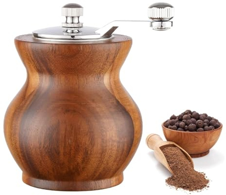Zjyufy Manual Wooden Salt and Pepper Mills Grinder Hand Crank Salt Mill with Adjustable Coarseness Manual Pepper Mills for Home Kitchen