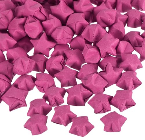 QUARKZMAN 136 Estrellas de la Suerte de Origami Prefabricadas Rosas Rojas | Estrellas de Los Deseos de Papel, para Navidad Fiestas Bodas San Valentín, Regalo para Amigas