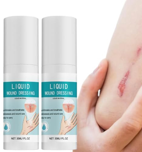 2Pcs Liquid Bandage Spray, Waterproof Spray Plasters for Wounds,60Ml Breathable Waterproof Wound Healing New Skin Liquid Bandage, Quick-Drying Dressing for Scratch and Small Wound Protection Film