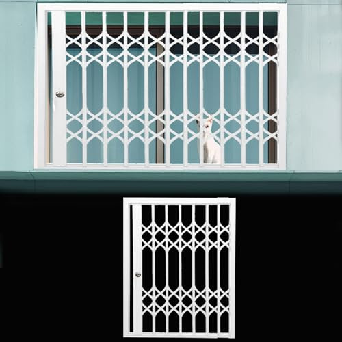 Barreaux de SéCurité Fenetre Grille de Sécurité Métallique pour Fenêtre, Protection Contre les Cambriolages, Barrière Pliante et Coulissante pour Fenêtre Extérieure / intérieure, Filet Invisible pour