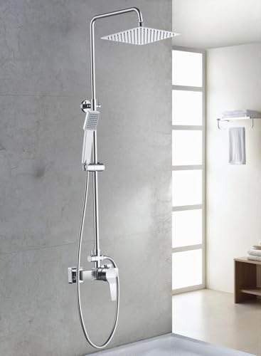 DUCHAS de baño Columna | COlumna DUCHA | COLumnade ducha CON GRIFO | columna ducha MONOMANDO | Conexión Universal | Fácil Instalación | Rociador Efecto Lluvia | Conjunto de Ducha