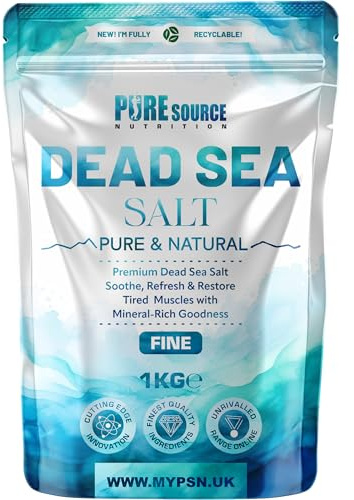 PSN Dead Sea Salt Fine 1Kg – Pure Natural Mineral-Rich Bath Salt for Relaxation, Foot Soaks, Stress Relief & Muscle Recovery – Premium Spa-Grade Salt (Pack of 1)