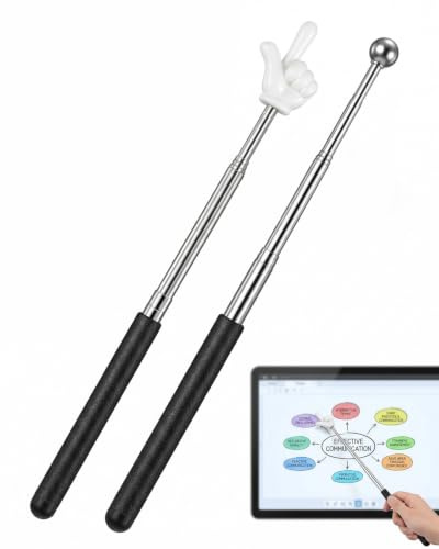DLPRK 1 Unidad Puntero Telescópico + 1 Puntero para Profesores y Guías Turísticos, Set Extensible para Escuela, Presentaciones y Conferencias