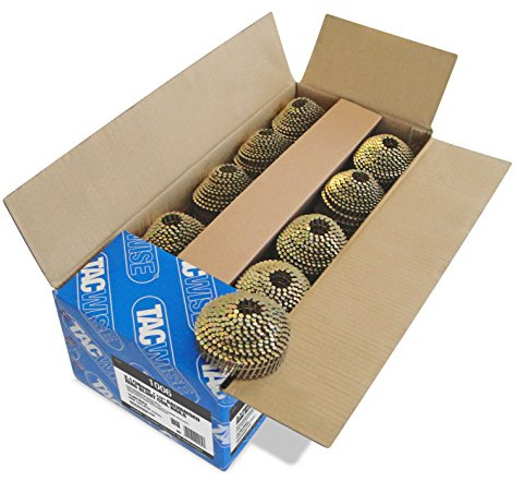 Tacwise 1006 Clavos en Bobina Cónica Galvanizados Tipo 2,1/32 mm, Punta Roma, Vástago Anillado, Inclinados 16°, Bobinados con Alambre, Paquete de 14.400