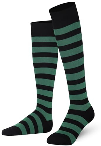 Mysocks Knee High Striped Socks for Men Women - Breathable Combed Cotton Seamless Toe Unisex Colourful Long Socks - Casual Bright Stripy Knee High Length Socks