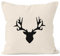 MoonWorks Kissenbezug Kissen-Hülle Deko-Kissen 40x40 Hirsch Geweih Baumwolle Natur 40cm x 40cm