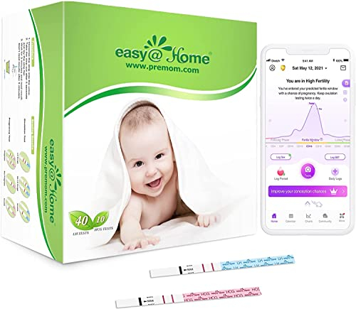 Easy@Home 40 Ovulationstest + 10 Schwangerschaftstest: Fruchtbarkeitstest für Frauen Kinderwunsch: Empfidlich Eisprung Teststreifen 25 mIU/ml - 40 LH + 10 HCG Test