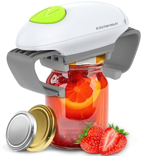 Higher Torque Electric Jar Opener for Seniors with Arthritis Fit Almost Jars Size, Strong Tough Automatic Jar Opener for Weak Hands, Hands Free Battery Operated Bottle Opener for Arthritic Hands White