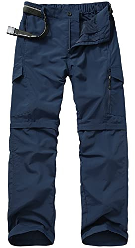 Jessie Kidden Pantalones para caminar para hombre, Ropa de Caza, impermeables, ligeros, al aire libre, secado rápido, transpirable, con cremallera, senderismo, pesca, #6088, azul, 90