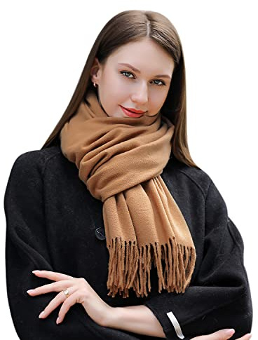 MASADA Écharpe d'hiver pour femmes chaude et douce - Brun clair