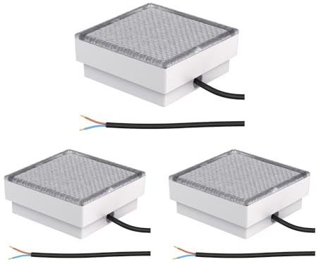 ledscom.de 3 Stück LED Pflasterstein Bodeneinbauleuchte CUS für außen, IP67, eckig, 15 x 15cm, warmweiß