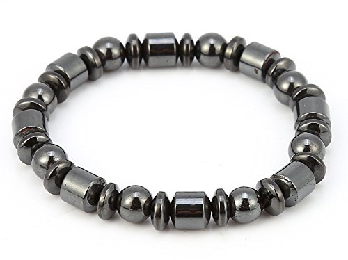 Pulsera Adelgazante Unisex con Piedra Negra y Terapia Magnética, Talla 17-18 cm