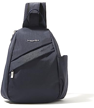 Baggallini Mochila bandolera mediana - Bolsa ligera con correa de hombro ajustable convertible, Azul marino francés, Talla única