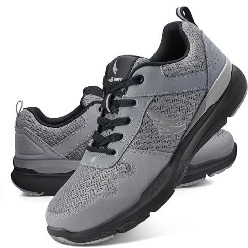 Walking Shoes for Men with Arch Support - Orthopedic Comfortable Sneakers for Plantar Fasciitis - Breathable Non Slip Shoes for Flat Feet & Pain Relief (Grey, 10)