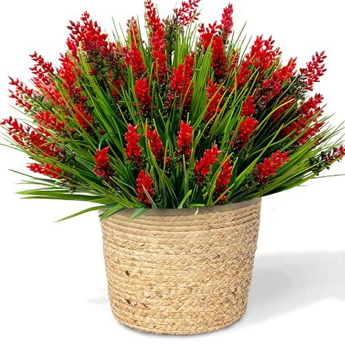 Artificial Plants Outdoor Fake Monkey Grass 12 Bundles Fake Outdoor Flowers