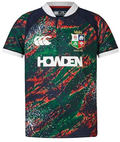 Canterbury Junior Unisex British & Irish Lions Canterbury Warm Up Rugby Jersey | Replica Fit | Official British & Irish Lions Licensed Product Technical Rugby Jersey, Dark Sapphire/Rddaha/Egrt/Scar, 6