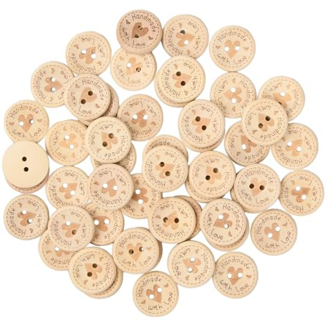 Rapidbok 50 Pièces Boutons Ronds, Boutons Bois Naturel, 20 mm, Scrapbooking DIY Craft, Couture Et Artisanat Décorations