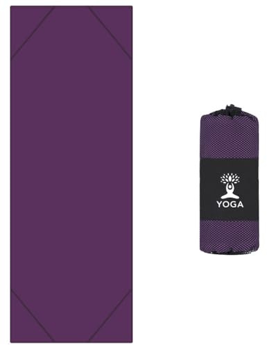 Exclusiva toalla de manta antideslizante que absorbe el sudor, esterilla de fitness de secado rápido con diseño de bolsillos en las esquinas, incluye bolsa de transporte para yoga y pilates