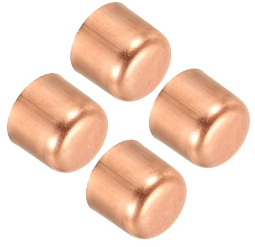 PATIKIL 1/2 Pollici ID Tappo per Estremità Tubo in Rame, 4pz Tappi in Rame per Raccordi a Saldare per Impianti Idraulici HVAC Condizionatori d'Aria, Tono Rame