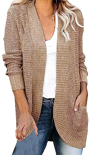 Chaqueta de punto larga para mujer, tallas grandes, ligera, cárdigan largo de verano, cárdigan para mujer, verano, abrigo de punto, chaqueta fina, chaqueta ligera con bolsillos, abrigo de punto sin