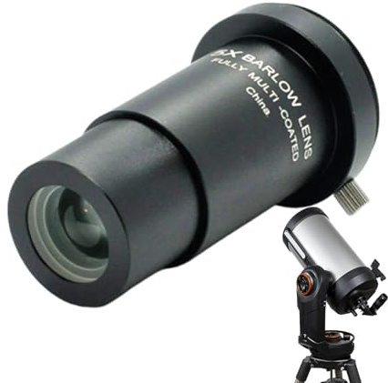 1.25 Okulärt teleskop, 2X Barlow lins 1,25,5 X okulärt teleskop Achromatic Barlow Lens | Månfilter i metall med flera anslutningar för planetarium