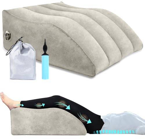 Cuscino gonfiabile per sollevare le gambe, con borsa portaoggetti, cuscino per sollevare le gambe, ad esempio, cuscino di supporto per letto, cuscino portatile a cuneo per chirurgia, anca e caviglia