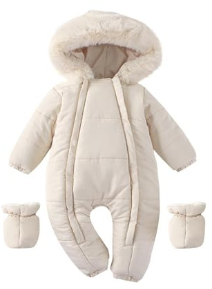 Tutina Invernale Neonato Piumini Maniche Lunghe Neonata Morbido Caldo Tutine da Neonato con Cappuccio Casual Pagliaccetto Capispalla Imbottiti Bambino Tuta Bambino in Cottone per 3 Mesi-2 Anni