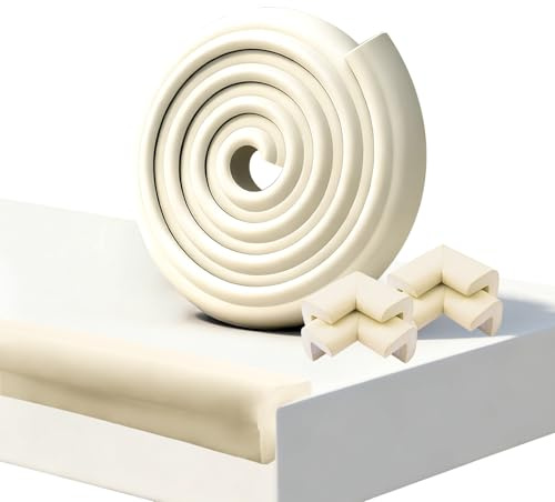 INCREWAY 1 juego de protectores de bordes a prueba de bebés, protector de bordes de seguridad de 6.5 pies con 4 almohadillas de esquina, tira protectora para muebles, esquinas de mesa, almohadilla