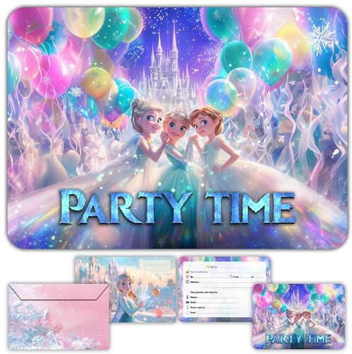 Glowiibo 12 biglietti d'invito di compleanno con buste abbinate, per bambini, ragazze, inviti precompilati in inglese per feste di compleanno o celebrazione
