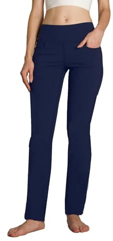 SAFORT Yogabyxor, dam, långa sportbyxor, hög midja, stretchiga, fritid, joggingbyxor, eleganta arbetsbyxor, raka ben, byxor med fickor, L
