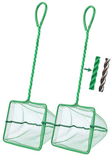 Filhome 2 Pcs Aquarium Fish Net, 5 inches Fine Mesh Quick Catch Fish Net for Fish Tank Betta Fishing Net