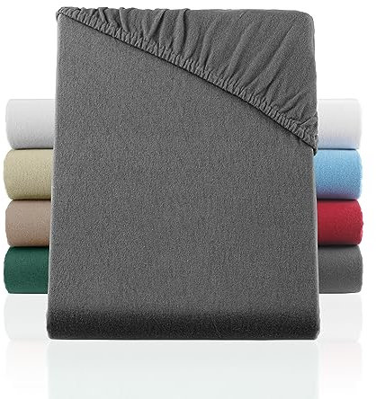 BaSaTex Flausch Feinbiber Winter Spannbettlaken Biber Spannbetttuch | 100% Baumwolle | 90x200 – 100x200 cm | Anthrazit